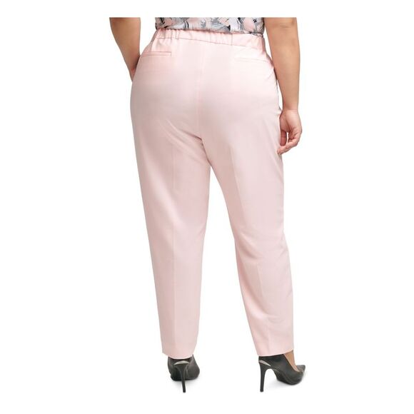 NWT CALVIN KLEIN Womens Pink Elastic-back 29 Inseam Straight leg Pants Plus 20W - Picture 2 of 5